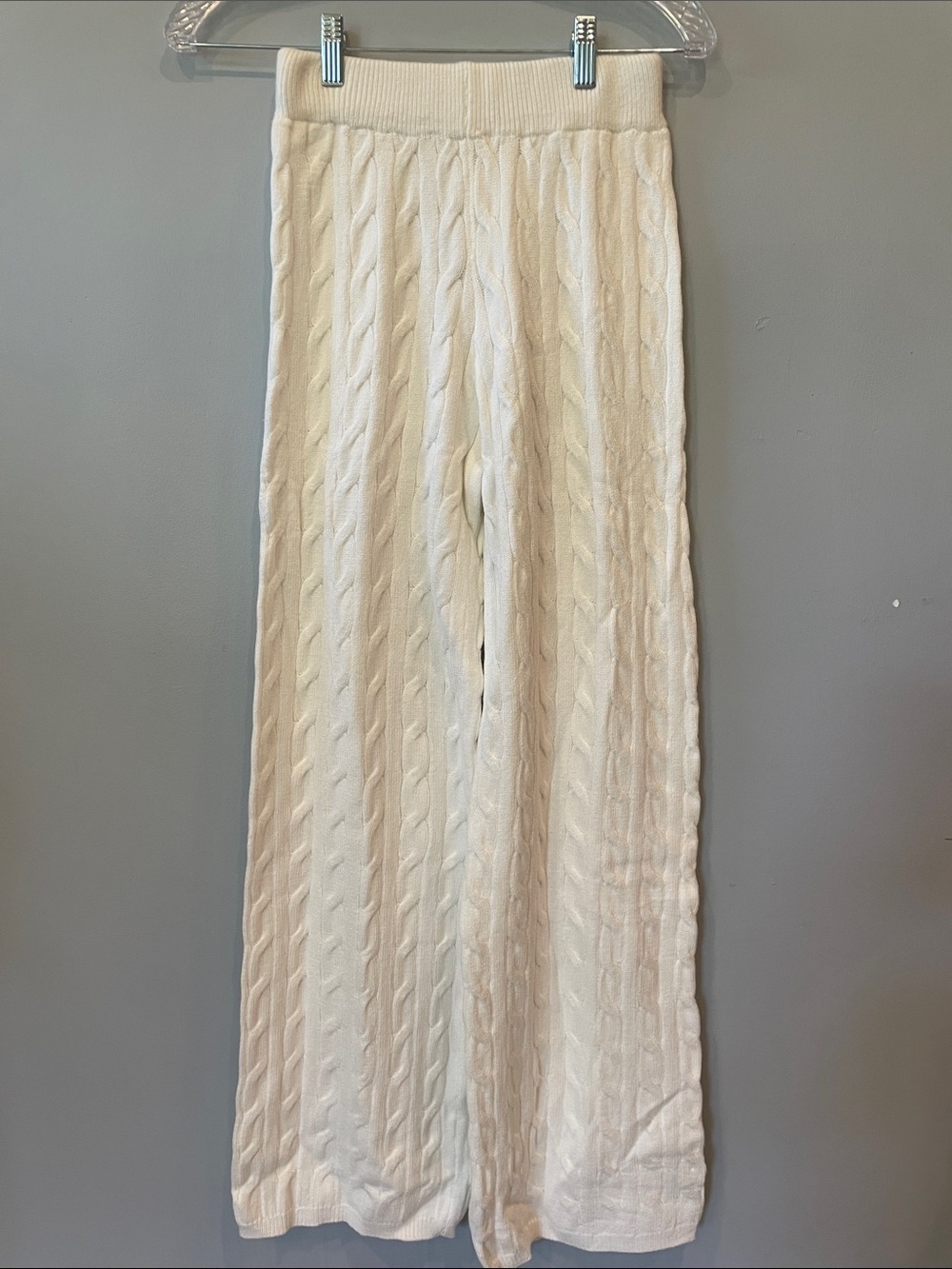 Cream Cable Knit Wide Leg Pants small like new